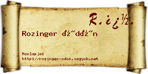 Rozinger Ödön névjegykártya